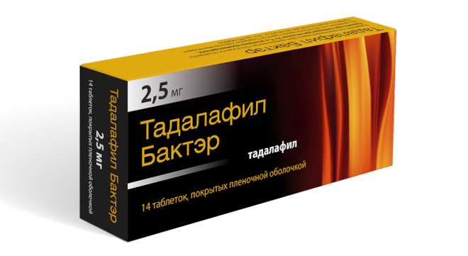 Упаковка Тадалафил Бактэр на 14 таблеток